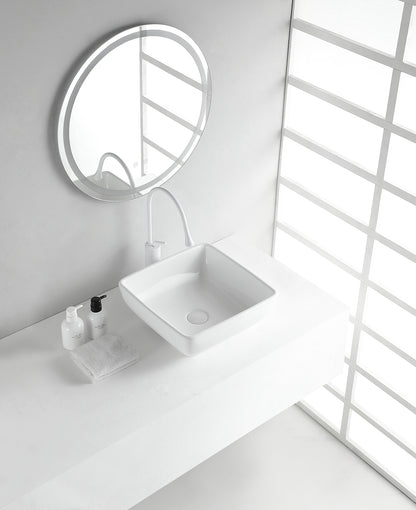 Piazza waskom vierkant 40 x 40 x 15 cm keramiek glans wit