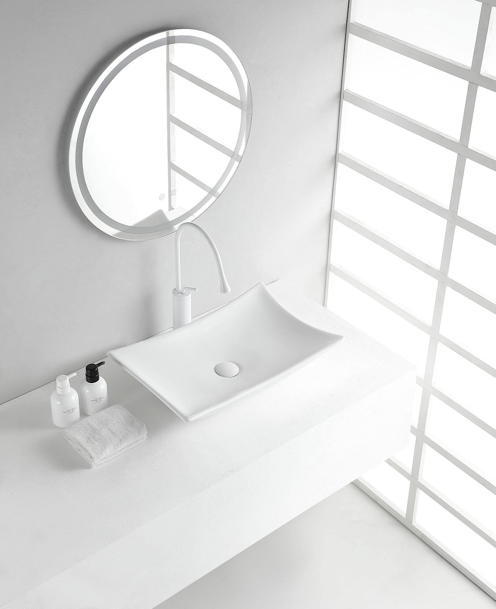 Scala waskom rechthoekig 56 x 37 x 10,5 cm keramiek glans wit