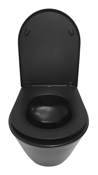 Stereo wandcloset rimless met Shade slim toiletzitting softclose en quick release mat zwart