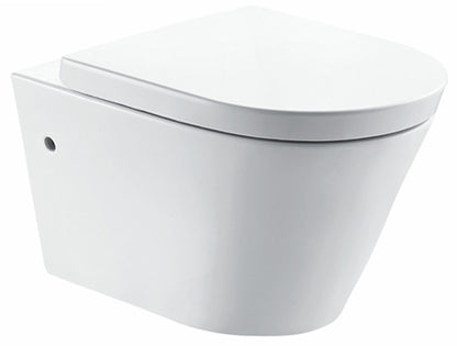 Flow wandcloset rimless met nano coating met Flow toiletzitting softclose en quick release glans wit