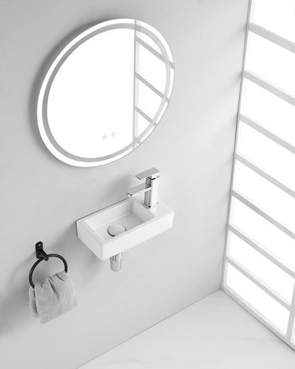 Rhea S mini fontein rechts 36,5 x 18 x 9 cm keramiek glans wit