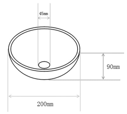 Consilio waskom rond 20 x 9 cm keramiek mat zwart