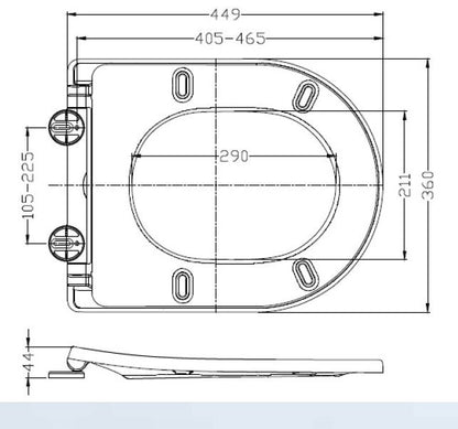 Shade slim toiletzitting softclose en quick release mat wit