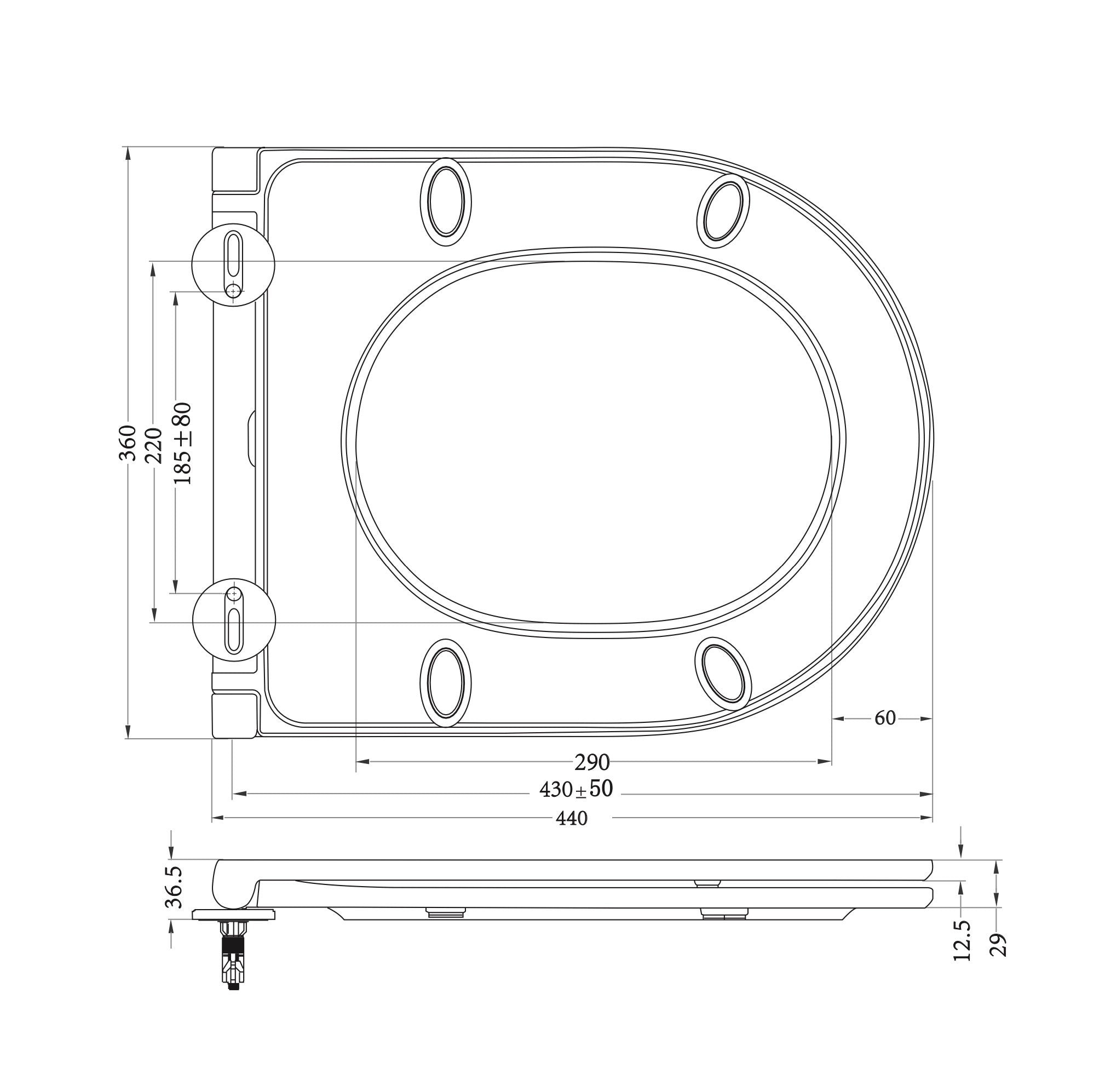 Flatline toiletzitting softclose en quick release mat wit