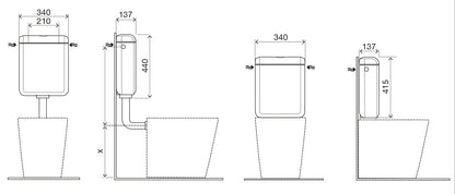 Uniflush universeel toiletreservoir 2 in 1 oplossing kunststof wit