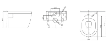 Wiesbaden Prio wandcloset rimless glans wit, maattekening