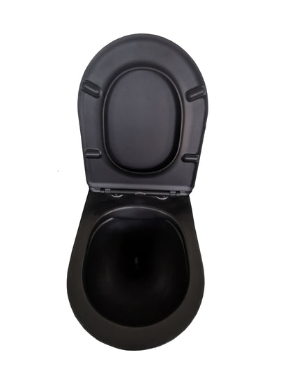 Nibiru rimless wandcloset met toiletzitting softclose en quick release mat zwart