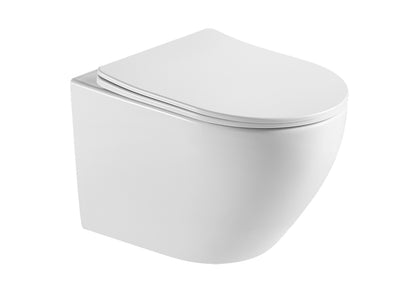 Nibiru rimless wandcloset met toiletzitting softclose en quick release mat wit