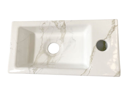 Rhea S mini fontein rechts 36,5 x 18 x 9 cm keramiek carrara