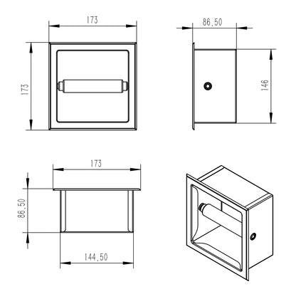 Rocko toiletrolhouder zonder klep inbouw geborsteld brons koper PVD
