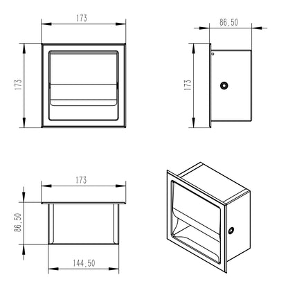 Rocko toiletrolhouder met klep inbouw RVS