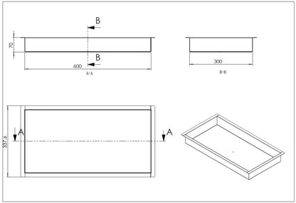Demis inbouwnis 30 x 60 x 7 cm geborsteld brons koper PVD