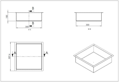 Demis inbouwnis 30 x 30 x 10 cm geborsteld brons koper PVD