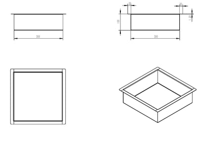 Demis inbouwnis 30 x 30 x 10 cm geborsteld messing PVD