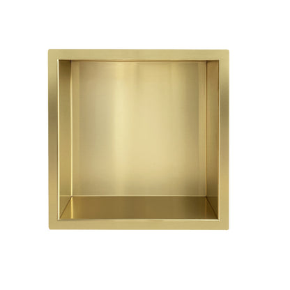 Demis inbouwnis 30 x 30 x 10 cm geborsteld messing PVD