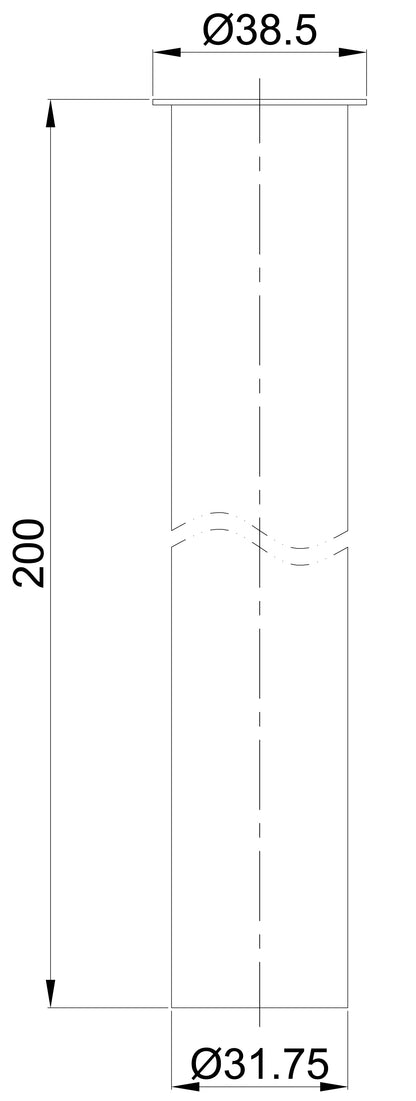 UniMatch sifon verlengbuis 20 cm met kraag mat zwart