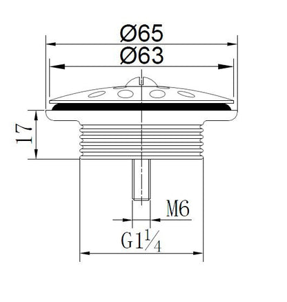 Korv open afvoerplug rooster 5/4" mat zwart
