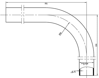 Vloerbuis PVC 75 x 22 x 3.2 cm wit