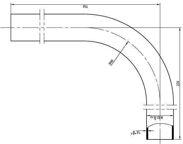 Vloerbuis PVC 75 x 22 x 3.2 cm wit