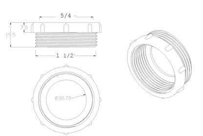 Verloopring 1 1/2" buiten X 5/4” binnen kunststof wit
