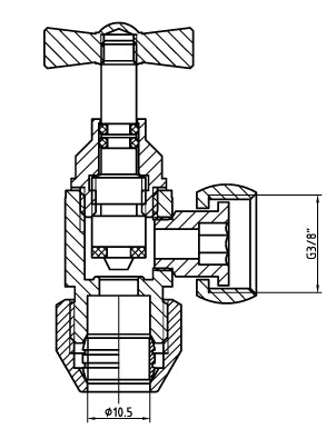 Hoekstopkraan 3210 3/8x10mm chroom