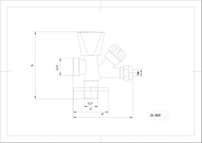 Combinatie kraantje 1/2 x 3/4 x 10mm chroom