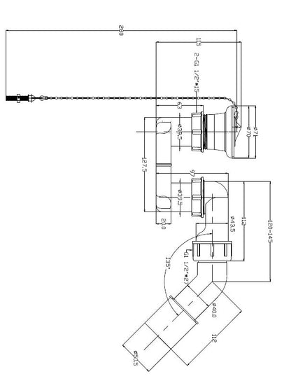 Douchebaksifon met plug 1 1/2" PVC wit
