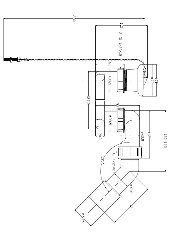 Douchebaksifon met plug 1 1/2" PVC wit