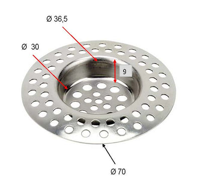 Afvoerzeefje 7 cm RVS