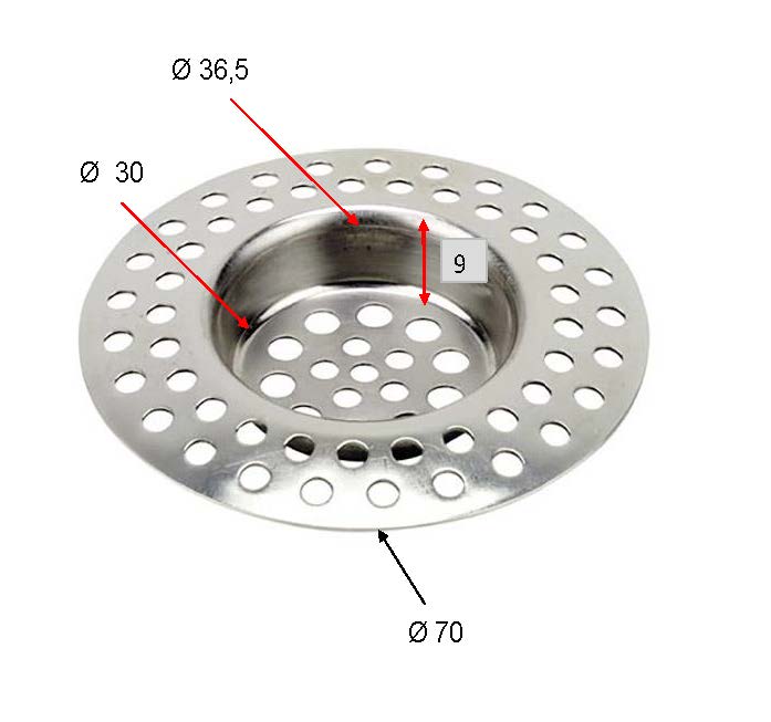 Afvoerzeefje 7 cm RVS