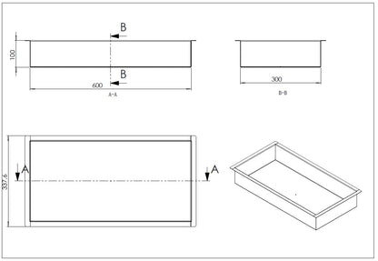 Demis inbouwnis 30 x 60 x 10 cm RVS