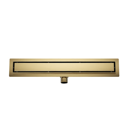 Douchegoot met flens en tegelrooster 100 x 7 cm geborsteld messing PVD