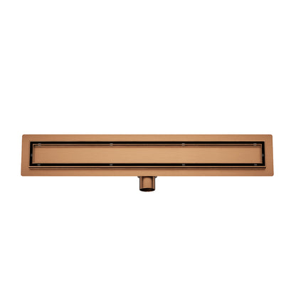 Douchegoot met flens en tegelrooster 70 x 7 cm geborsteld brons koper PVD