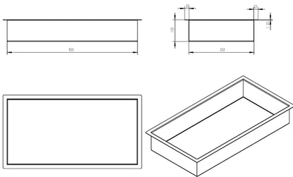 Demis inbouwnis 30 x 60 x 10 cm gunmetal PVD