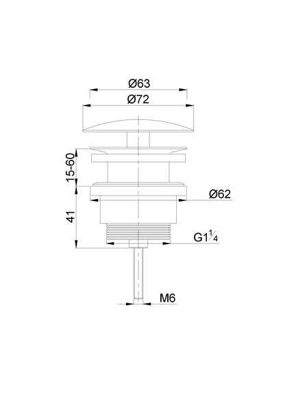 UniMatch open afvoerplug 5/4'' geborsteld staal