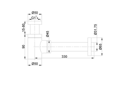 UniMatch fonteinsifon 5/4" x 32 mm mat wit