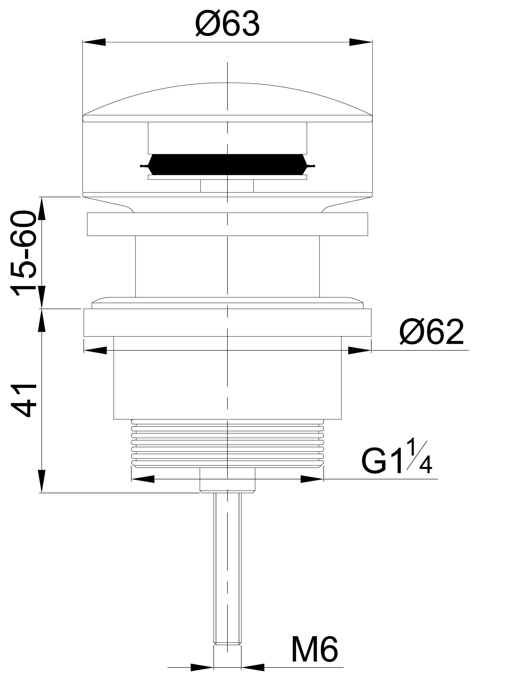 UniMatch clickwaste afvoerplug 5/4" mat zwart