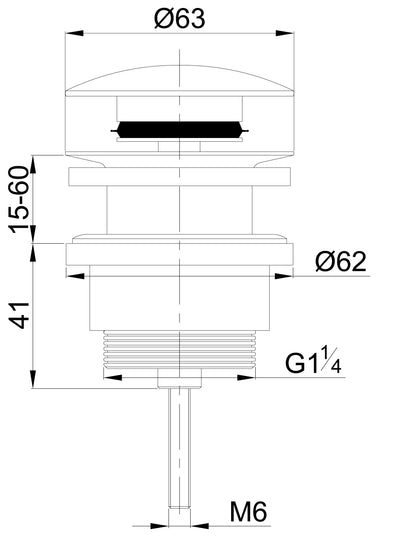 UniMatch clickwaste afvoerplug 5/4" mat zwart
