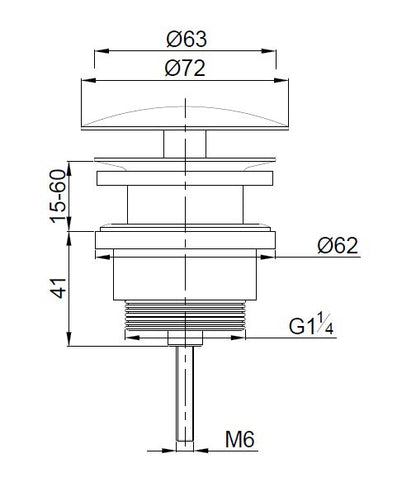 UniMatch open afvoerplug 5/4'' mat zwart