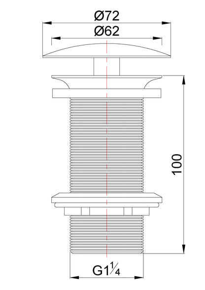 UniMatch open afvoerplug verlengd 5/4" geborsteld brons koper PVD