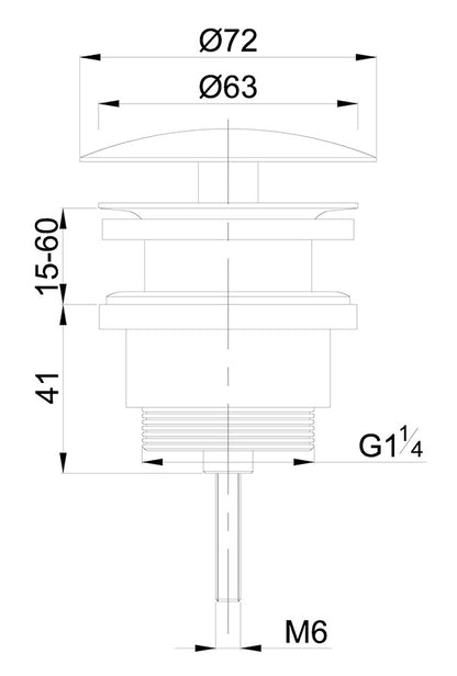 UniMatch open afvoerplug 5/4'' gunmetal