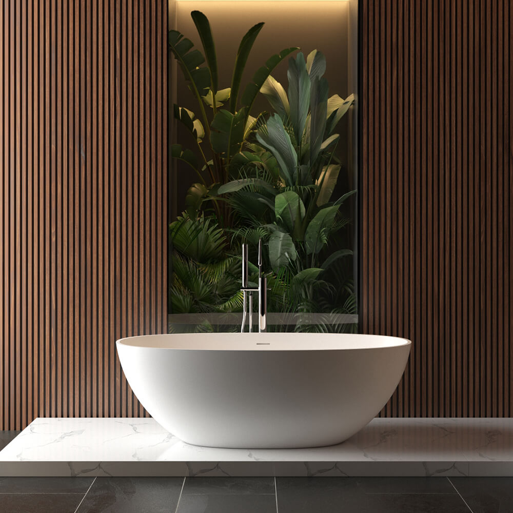 Chiek vrijstaand ligbad 165 x 75 cm solid surface mat wit