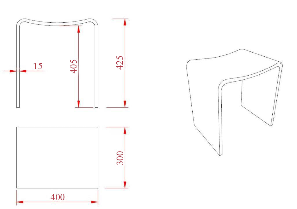 Zita kruk 40 x 30 x 42,5 solid surface mat zwart