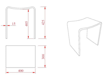 Zita kruk 40 x 30 x 42,5 solid surface mat zwart