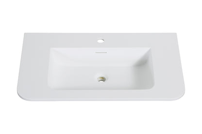Wiesbaden laro wastafel enkel met 1 kraangat ronde hoeken 80 x 48 x 1,5 cm solid surface mat wit