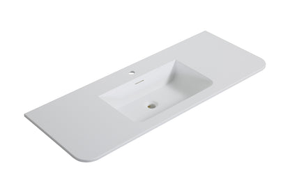 Wiesbaden laro wastafel enkel met 1 kraangat ronde hoeken 120 x 48 x 1,5 cm solid surface mat wit