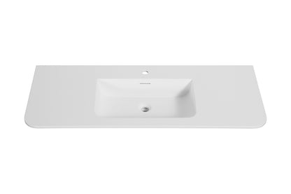Wiesbaden laro wastafel enkel met 1 kraangat ronde hoeken 120 x 48 x 1,5 cm solid surface mat wit