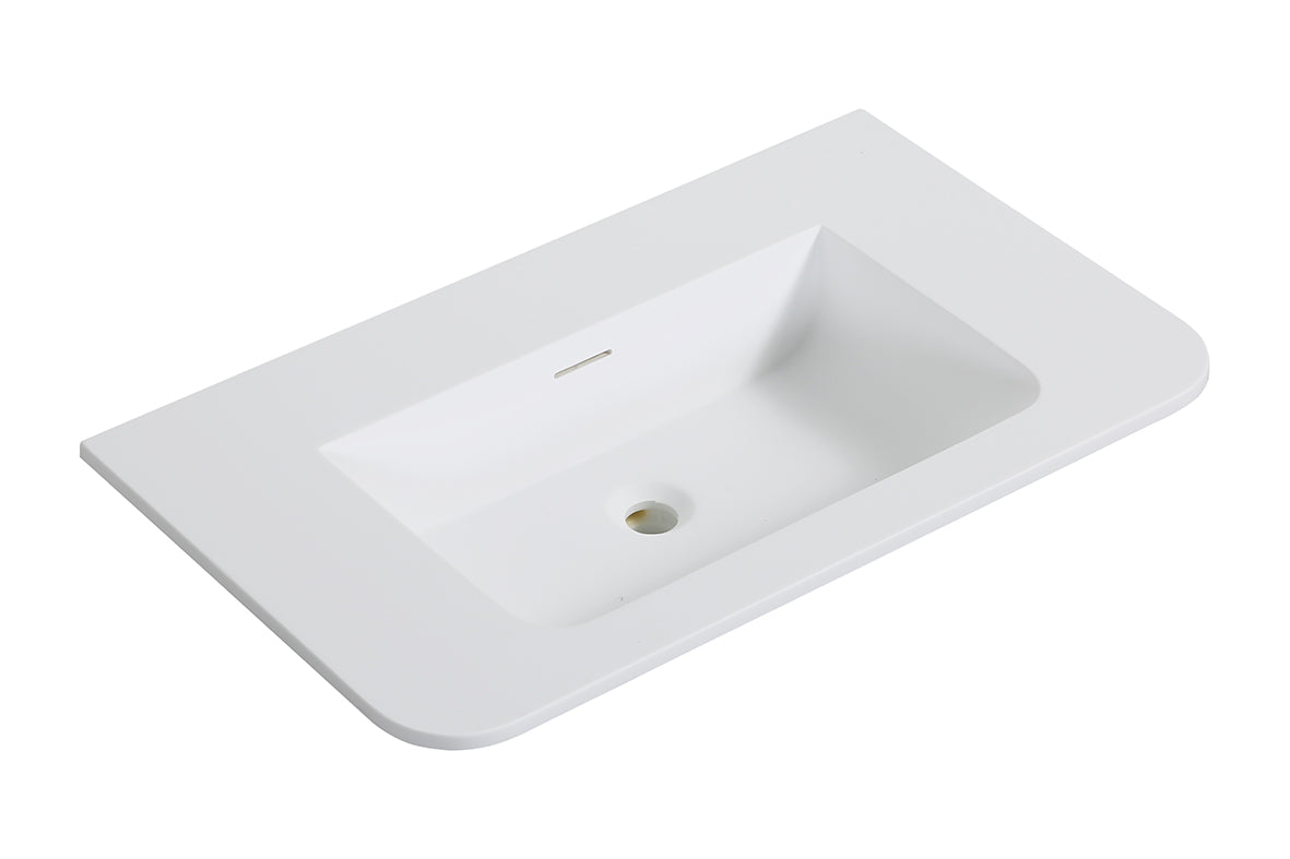 Wiesbaden laro wastafel zonder kraangat ronde hoeken 80 x 48 x 1,5 cm solid surface mat wit