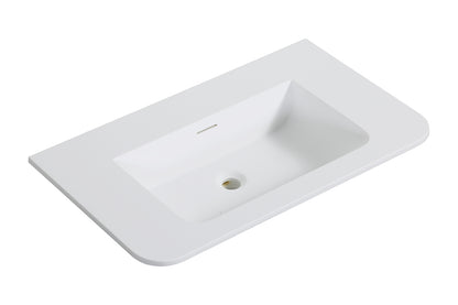 Wiesbaden laro wastafel zonder kraangat ronde hoeken 80 x 48 x 1,5 cm solid surface mat wit