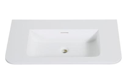 Wiesbaden laro wastafel zonder kraangat ronde hoeken 80 x 48 x 1,5 cm solid surface mat wit